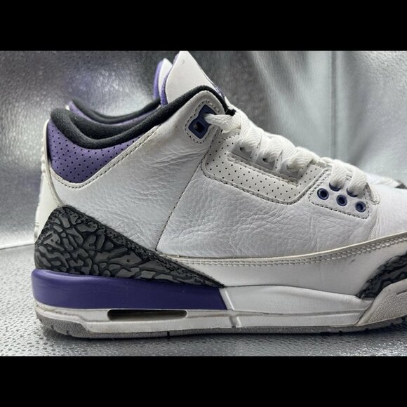 Size 7Y - Nike Air Jordan‎ 3 Retro Shoes Boys Purple White Sneakers DM0967-105 - Picture 5 of 12